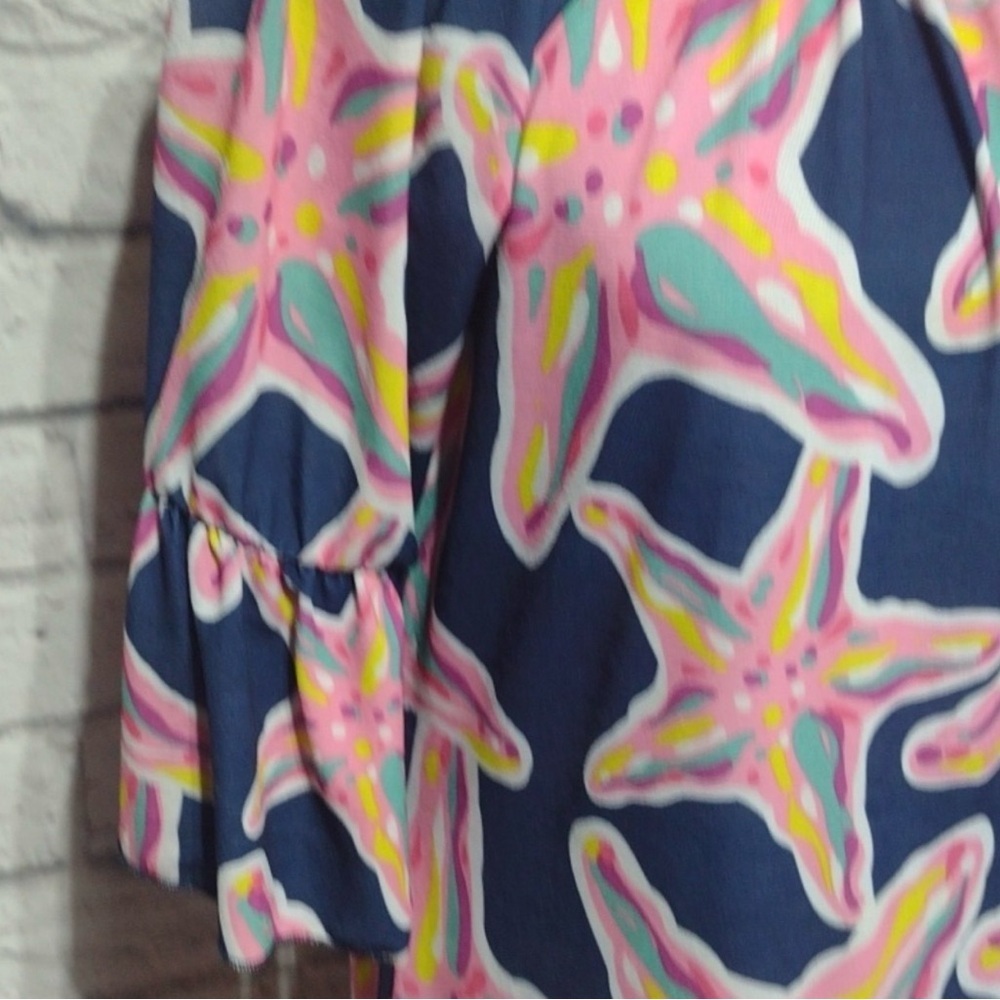 Simply Southern Navy Blue Dress with Pink Starfish Print - Picture 3 of 9